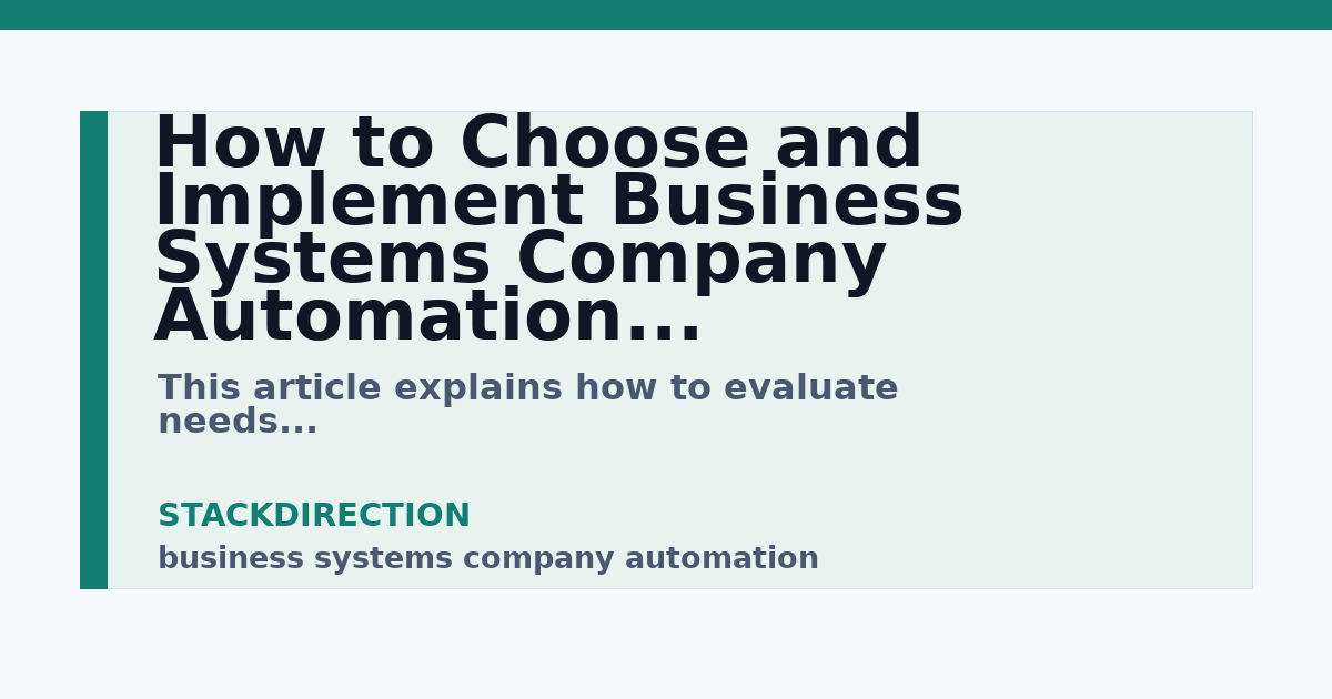 business systems company automation guide for StackDirection