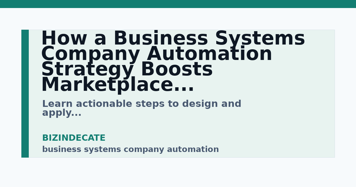 business systems company automation guide for Bizindecate