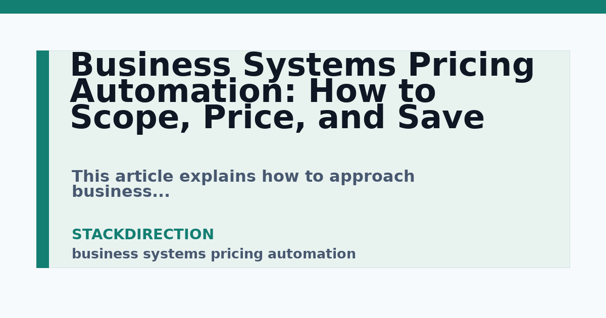 business systems pricing automation guide for StackDirection