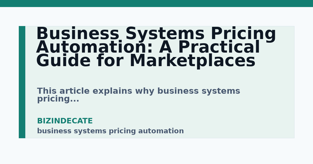 business systems pricing automation guide for Bizindecate