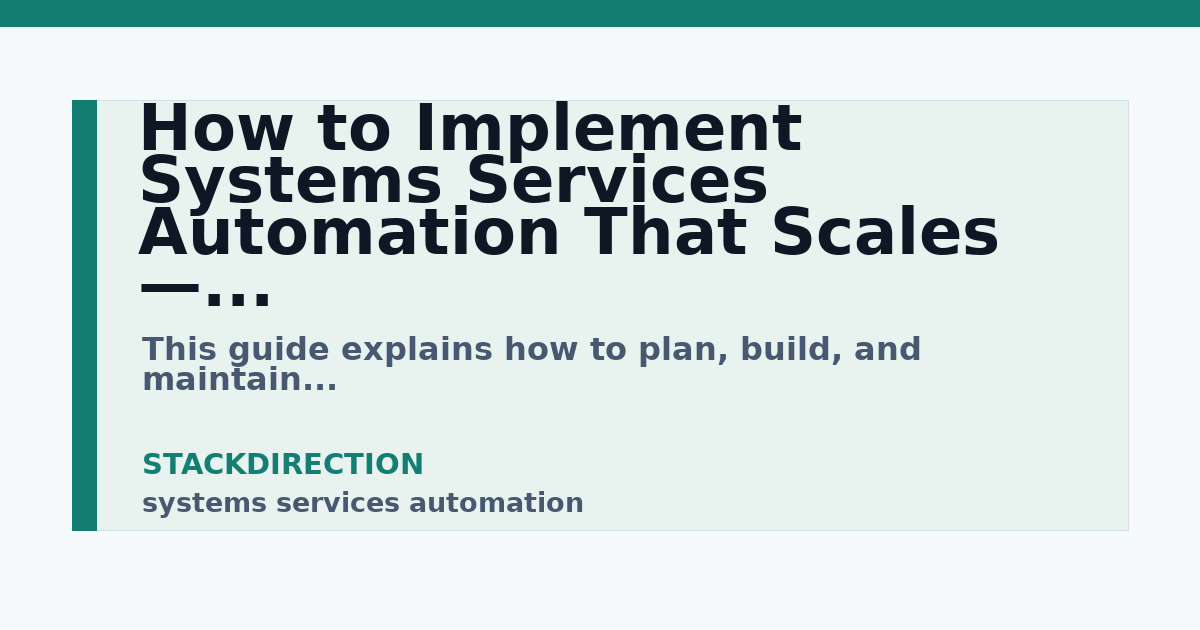 systems services automation guide for StackDirection